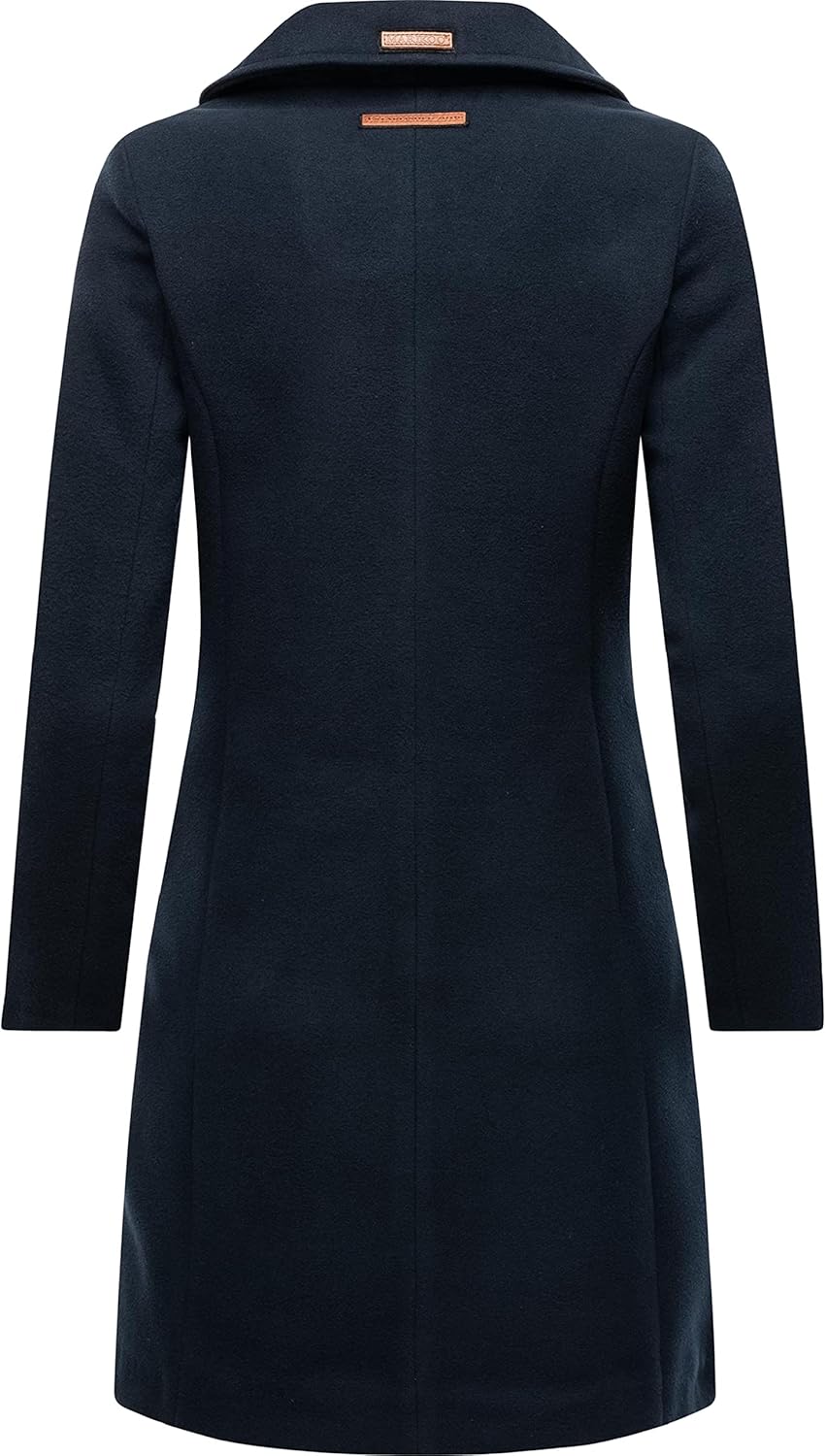MARIKOO Damen Mantel in Wollmantel-Optik Langer Trenchcoat mit Reversekragen Nanakoo XS-5XL XS Navy,