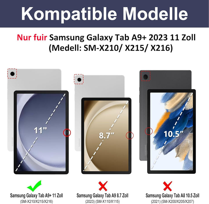 HOTLIFE Tastatur Hülle für Samsung Galaxy Tab А9+ 11 Zoll 2023(SM-X210/X215/X216B), Schutzhülle mit
