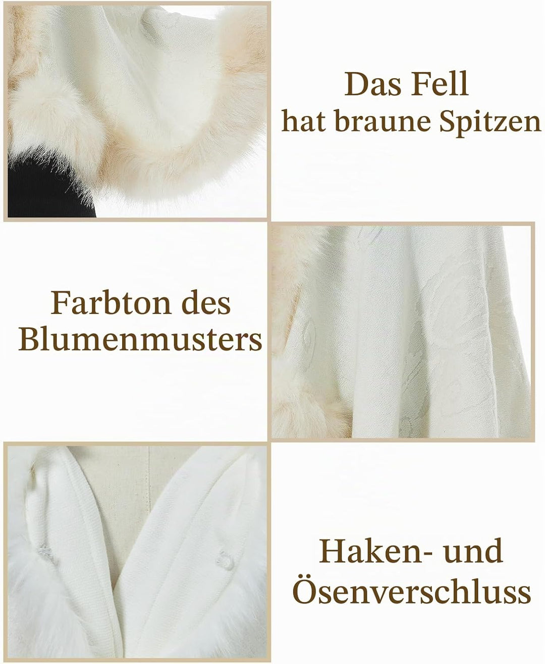 BEAUTELICATE Kunstpelz Schal Stola Bolero Damen Für Frauen Hochzeit Abend Braut Brautschal Brautstol
