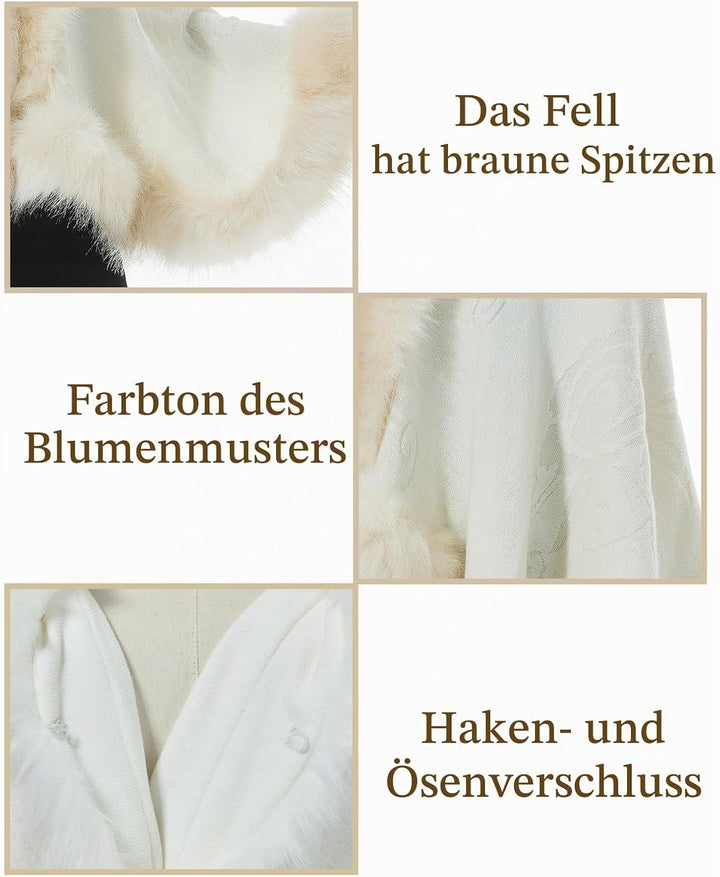 BEAUTELICATE Kunstpelz Schal Stola Bolero Damen Für Frauen Hochzeit Abend Braut Brautschal Brautstol