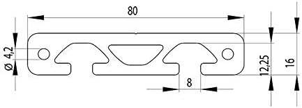 Aluminiumprofil 80x16S I-Typ Nut 8 (schwer), silber eloxiert. Aluminium Profil 80x16 Alu Profil 80 x