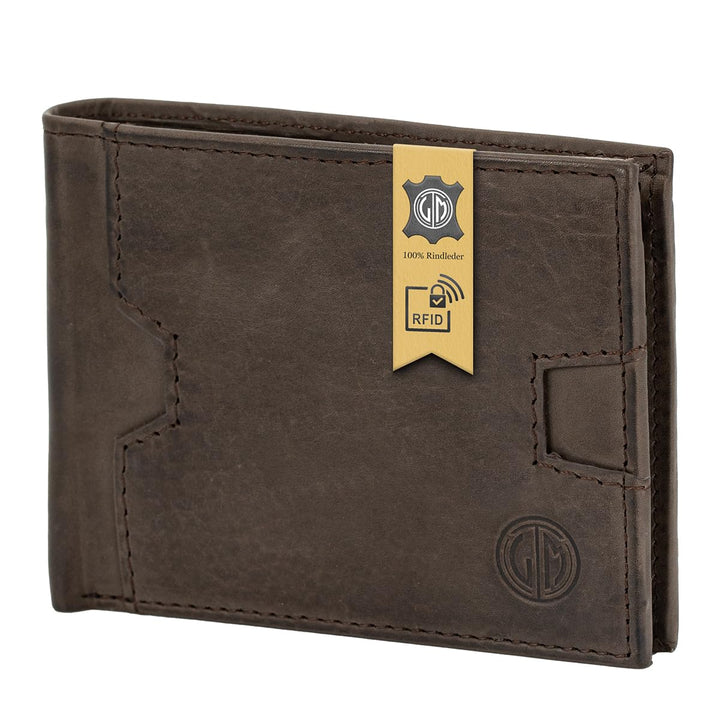 LINDENMANN Geldbörse Herren Portemonnaie Herren Leder, Rindleder matt, RFID-Schutz, braun