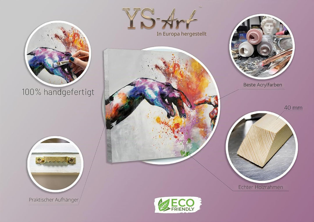 YS-Art Abstrakt Design Acryl Gemälde auf Leinwand Galaktisch handgemalt Wandbilder Wohnzimmer modern