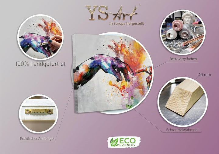 YS-Art Abstrakt Design Acryl Gemälde auf Leinwand Galaktisch handgemalt Wandbilder Wohnzimmer modern
