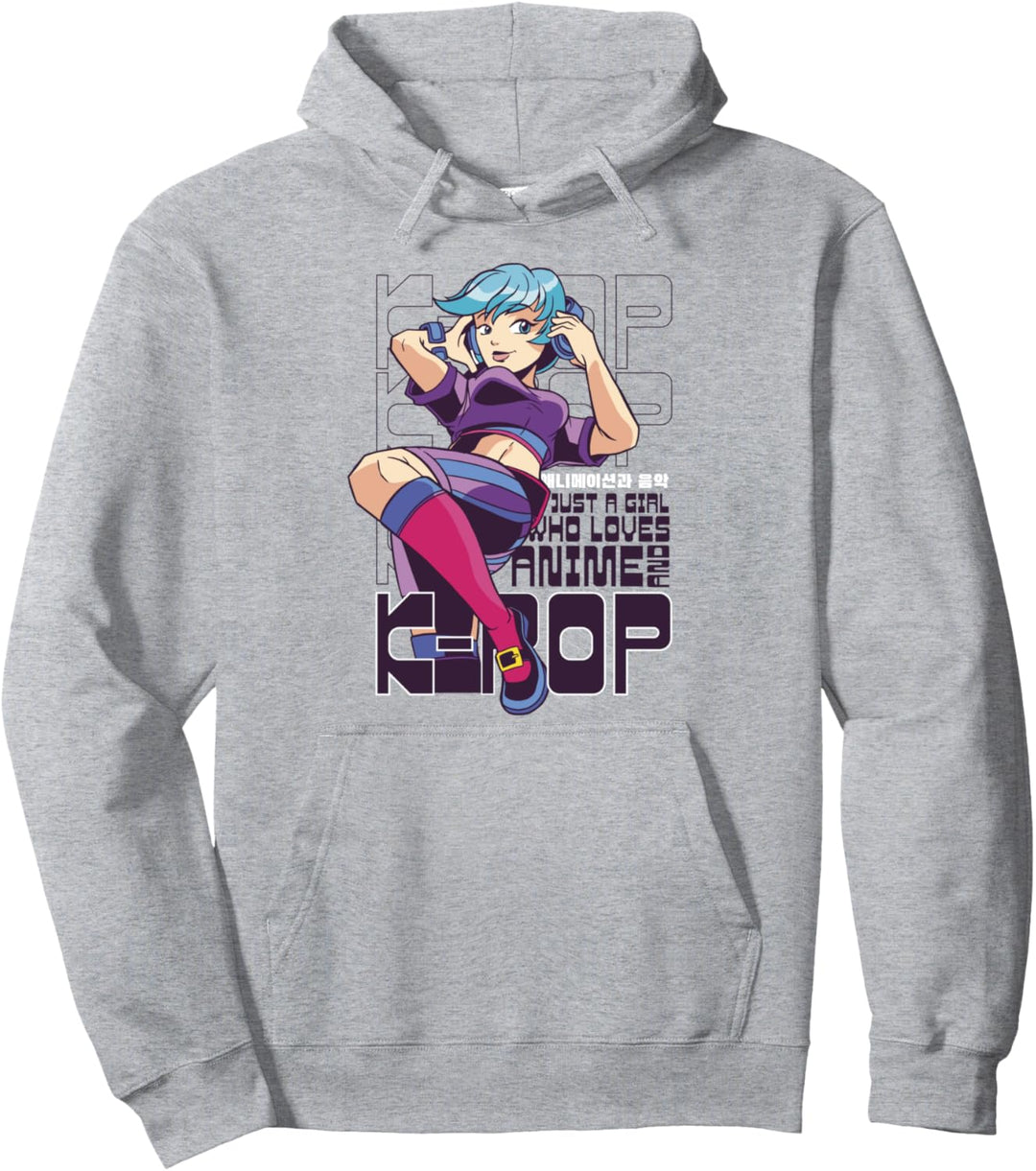 Just a Girl who Loves Anime and K-pop Koreanische Musik Fan Pullover Hoodie