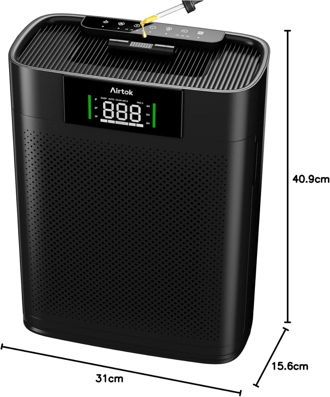 AIRTOK Luftreiniger, Luftreiniger Allergiker mit PM 2.5 Luft Qualitäts Monitor, HEPA Schlafmodus, Ar