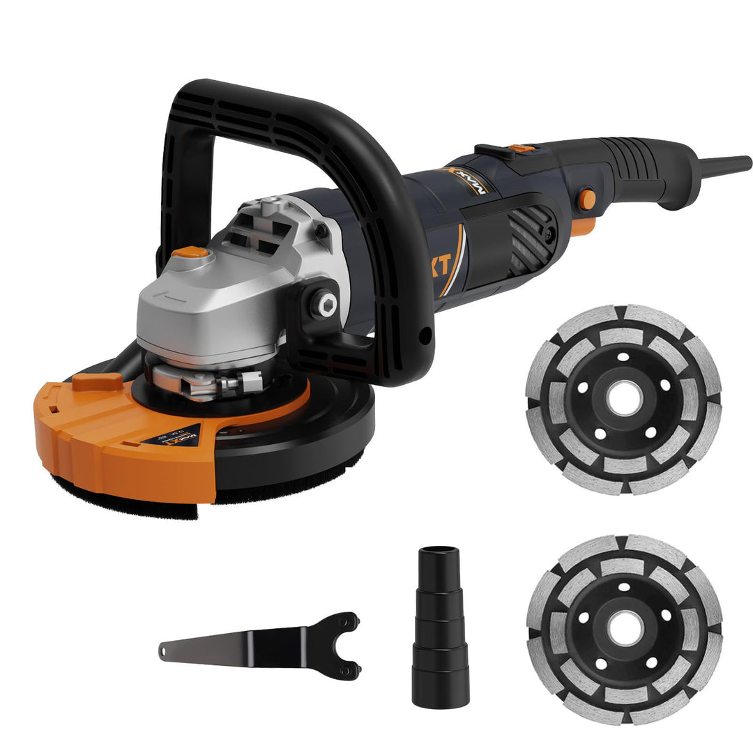 Betonschleifer Betonfräse Set, MAXXT Steinschleifer 1500W 7 Einstellbare Geschwindigkeiten 1000-8500