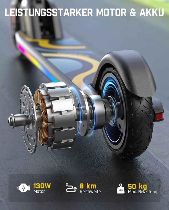 FanttikRide C9 Pro E Scooter Kinder ab 8 Jahren, Bunte Regenbogenlichter E Roller für Jungen und Mäd