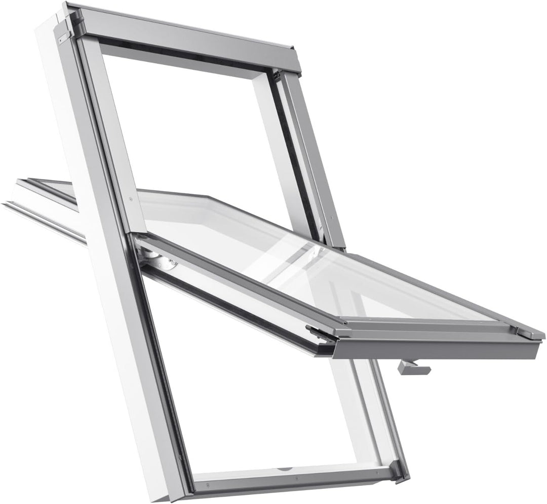 BAUBAY 66x118 cm Dachfenster aus Kunststoff | Fenster mit 3-fach Verglasung | Schrägfenster | inkl.