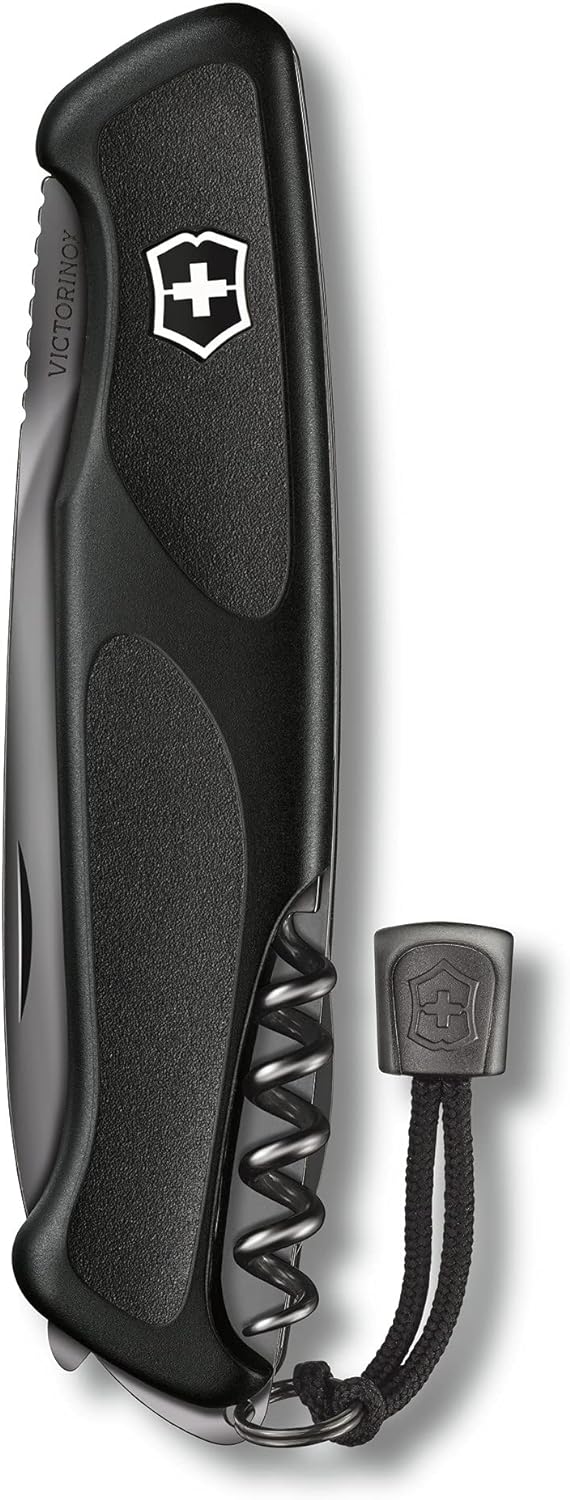 Victorinox Taschenmesser Ranger Grip 55 Onyx Black (12 Funktionen, Festellklinge, Holzsäge), schwarz