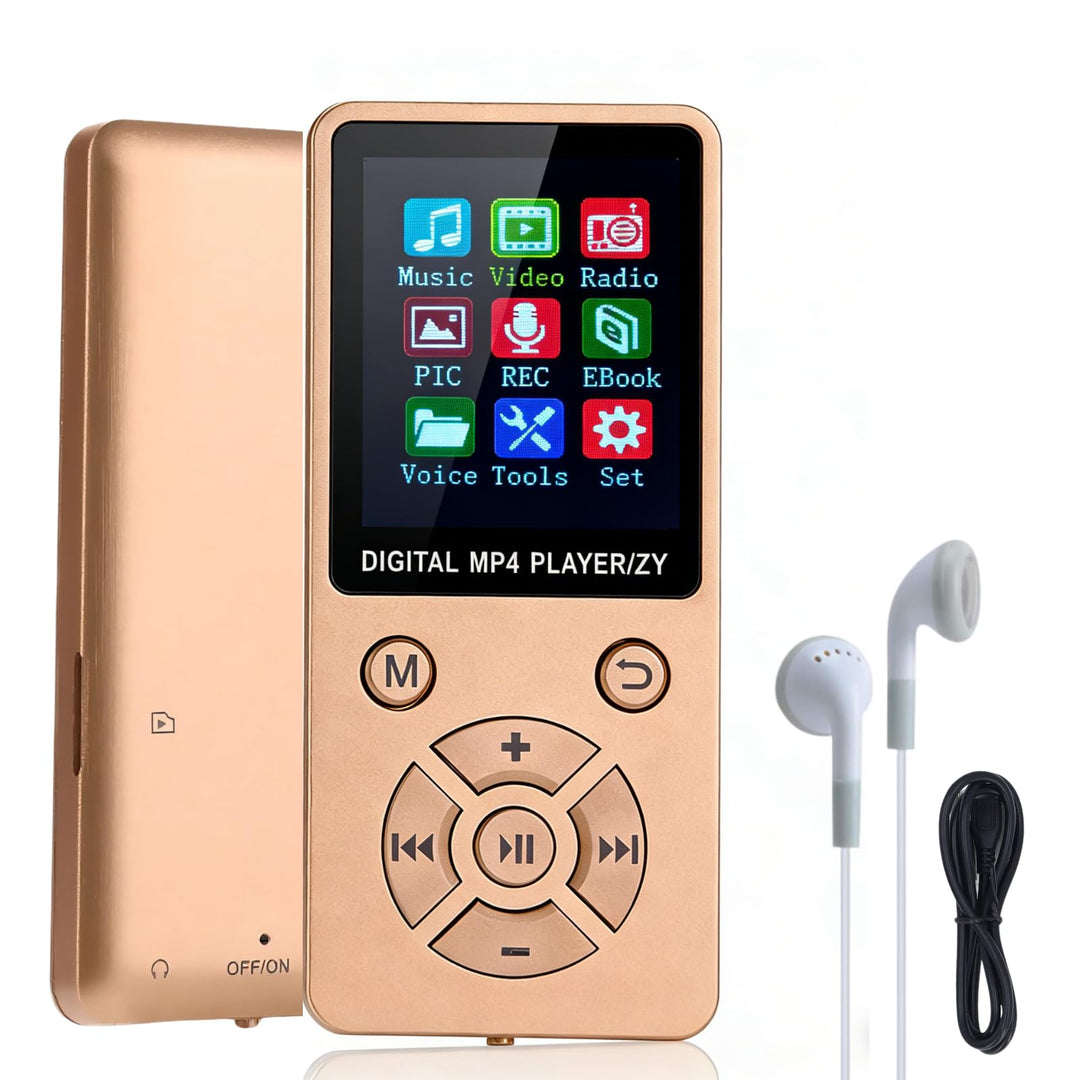 MP3-Player/MP4-Player 64GB Bluetooth 5.0 HiFi MP3 Musik-Player, 1,8-Zoll-LCD-Bildschirm mit Lautspre