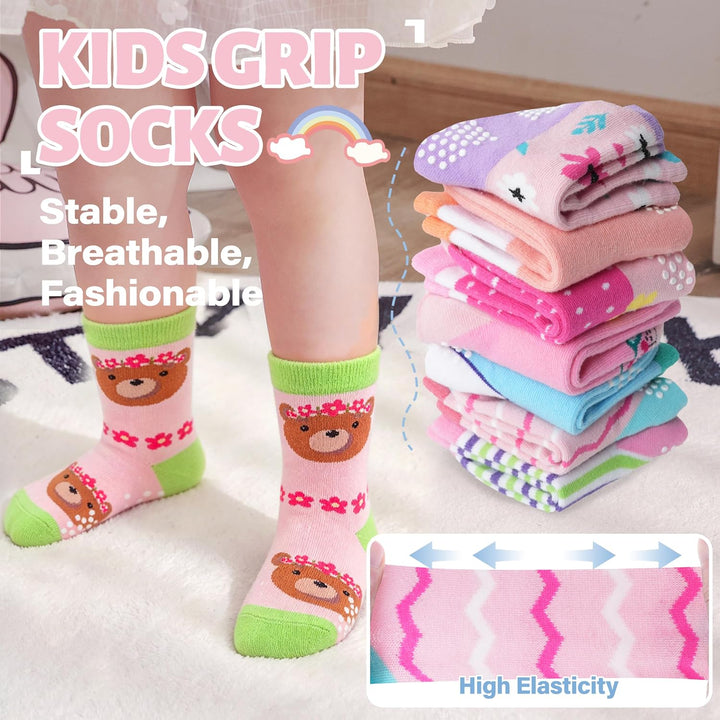 ANTSANG 12 Paare Stoppersocken Kinder Baby Mädchen Socken Anti Rutsch / Rutschfeste Socken Baumwolle