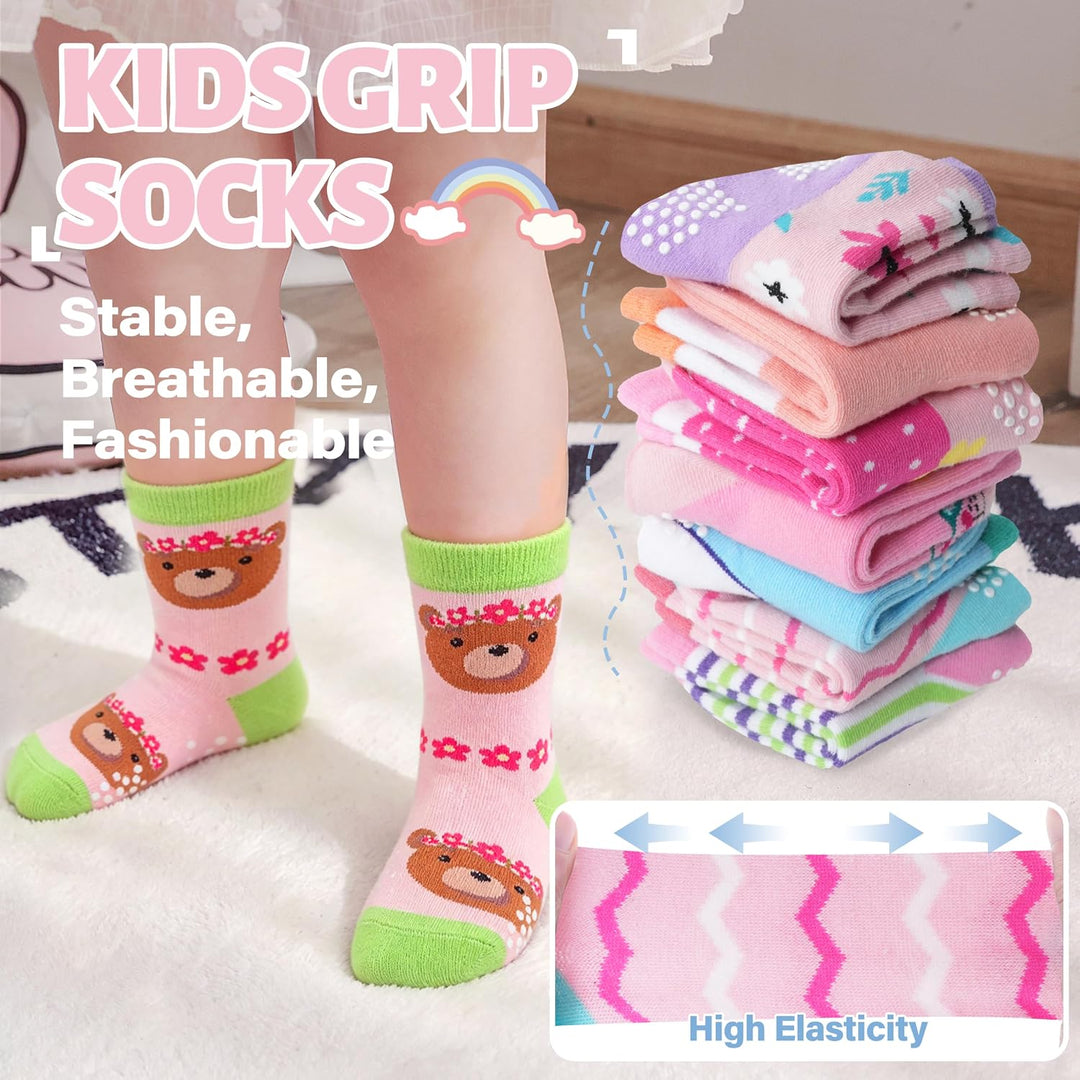 ANTSANG 12 Paare Stoppersocken Kinder Baby Mädchen Socken Anti Rutsch / Rutschfeste Socken Baumwolle