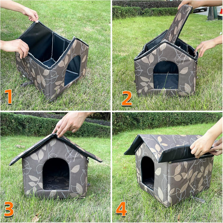 Toploar Katzenhaus Für Draussen Winterfest, Wasserdichtes Outdoor Katzenhöhle Für Katzen mit Abnehmb