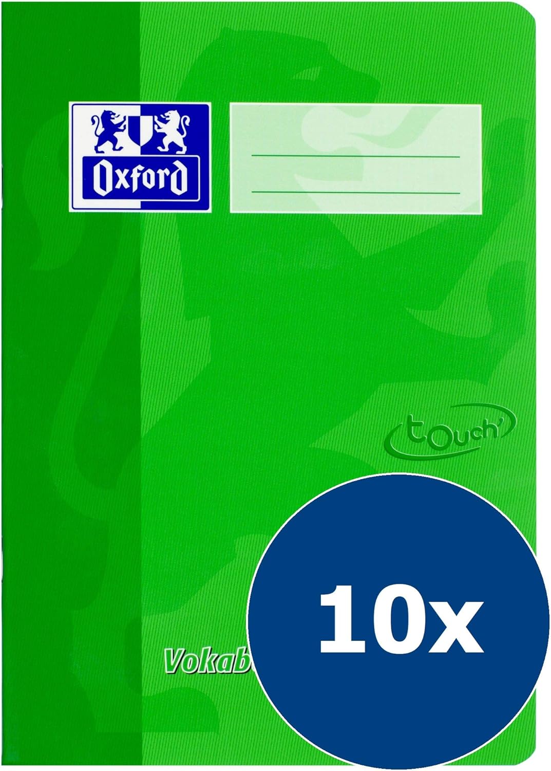 Oxford Vokabelheft A5, Lineatur 53 (2 Spalten), 32 Blatt, grün, 10 Stück, Grün