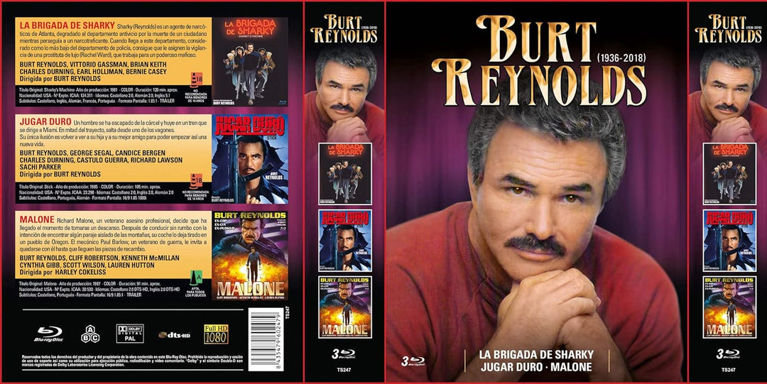 Burt Reynolds 3 BDs Jugar Duro+La Brigada de Sharky+Malone [Blu-ray], Blu-ray