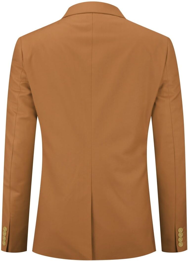 YOUTHUP Herren Sakko Slim Fit Anzugjacke für Business Hochzeit Eleganter 1 Knöpfen Blazer S Braun, S