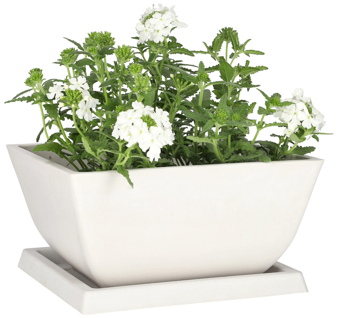 KOTARBAU® Blumentopf Pflanzgefäss aus recycelten Materialien 26x26x12,7cm mit Untersetzer 23x23x2cm