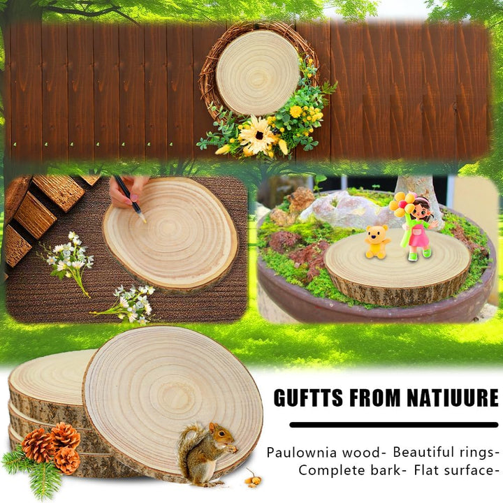 2 Stücke Holz Log Scheiben, 26-30 cm Baumscheiben Tischdeko, Unvollendete Runde Naturholz Baumscheib