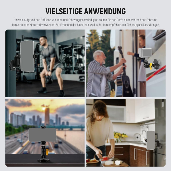 NEEWER Magnetisches Action Kamera Auto Halterung Set mit Magic Arm Ständer, Handy Halter Set, kompat