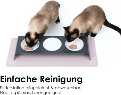 LucyBalu® Erhöhte 3er-Futterstation Katze | Ergonomischer Katzennapf erhöht | Erhöhter Futternapf fü
