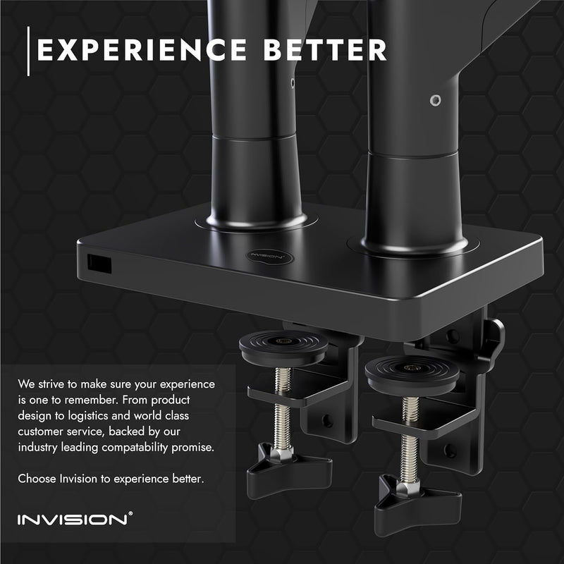 Invision Halterung 2 Monitore für 24-35 Zoll Bildschirme VESA 75mm & 100mm Höhenverstellbar Neigen S