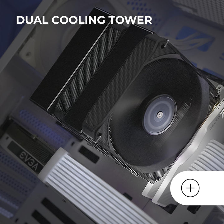 Mars Gaming MCPU-XU6, CPU-Kühler Doppelturm, TDP 350W, 2x Hybridflügel-Lüfter und Hyperbalanciertes