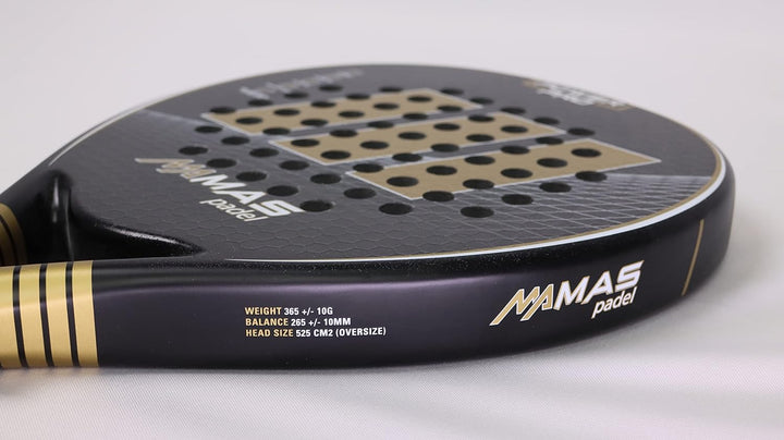 MAS Padel Power Pro Padelschläger, Gold/Schwarz, Unisex, Erwachsene, 100% Carbonbeschichtung, raue O