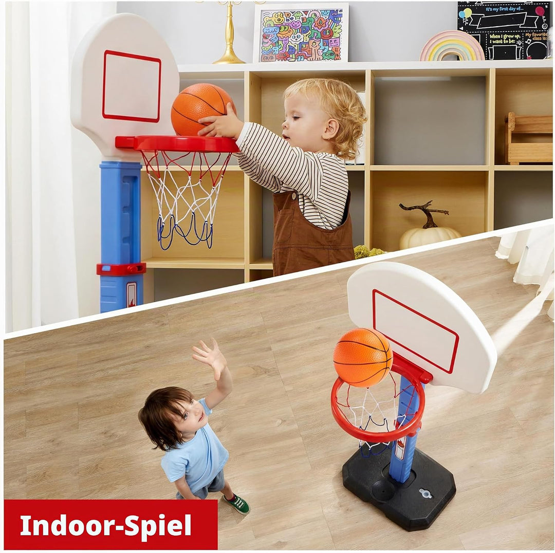 JOYIN Basketballkorb Kinder,Mini Basketballkorb Outdoor Indoor mit Ständer Höhenverstellbarer 75-105