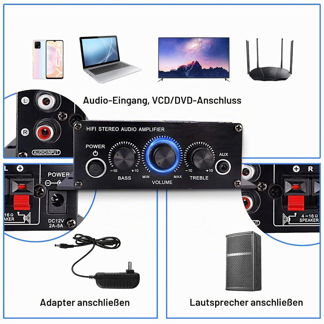 12V HiFi Stereo Audio Verstärker für Auto 2 Kanal HiFi Bass Audio Subwoofer Verstärker für Autos CD