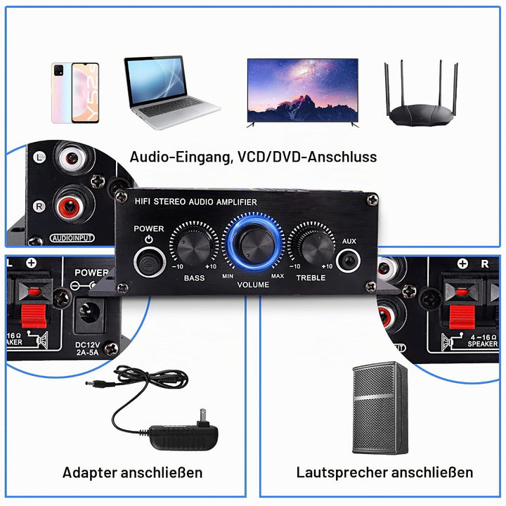 12V HiFi Stereo Audio Verstärker für Auto 2 Kanal HiFi Bass Audio Subwoofer Verstärker für Autos CD