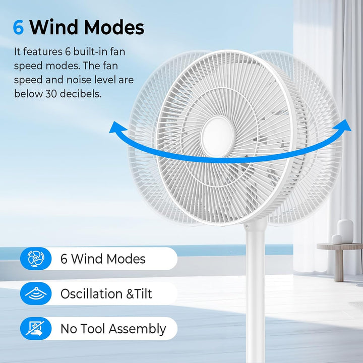 IERAKOR Standventilator Leise mit Fernbedienung, Höhenverstellbar (71–104 cm) Tischventilator 2-in-1