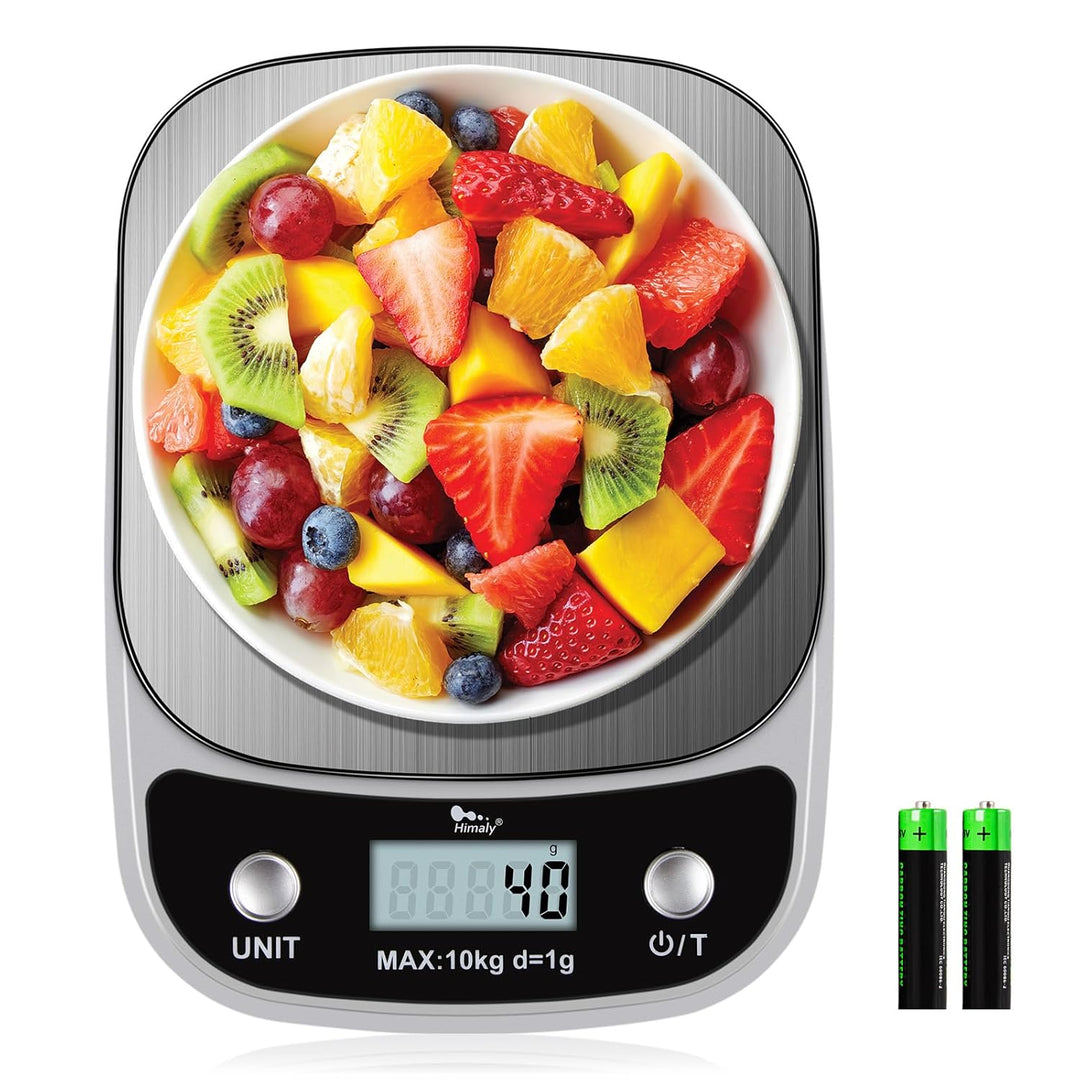 himaly Küchenwaage Digital 10KG aus Edelstahl Professionelle Waage, Tara-Funktion, aus Edelstahl mit