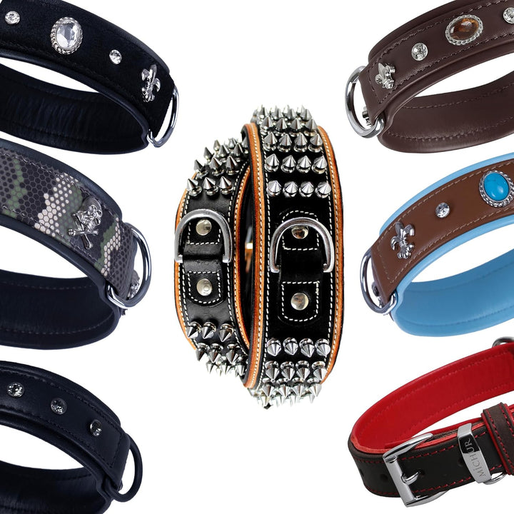 MICHUR Oleo Rot Hundehalsband Leder, Lederhalsband Hund, Halsband, Braun, Leder, in verschiedenen Gr