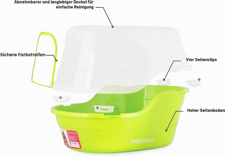 Petphabet grosse Katzentoilette mit Abdeckung, 63x48x43cm katzentoilette XXL Jumbo Hooded katzenklo
