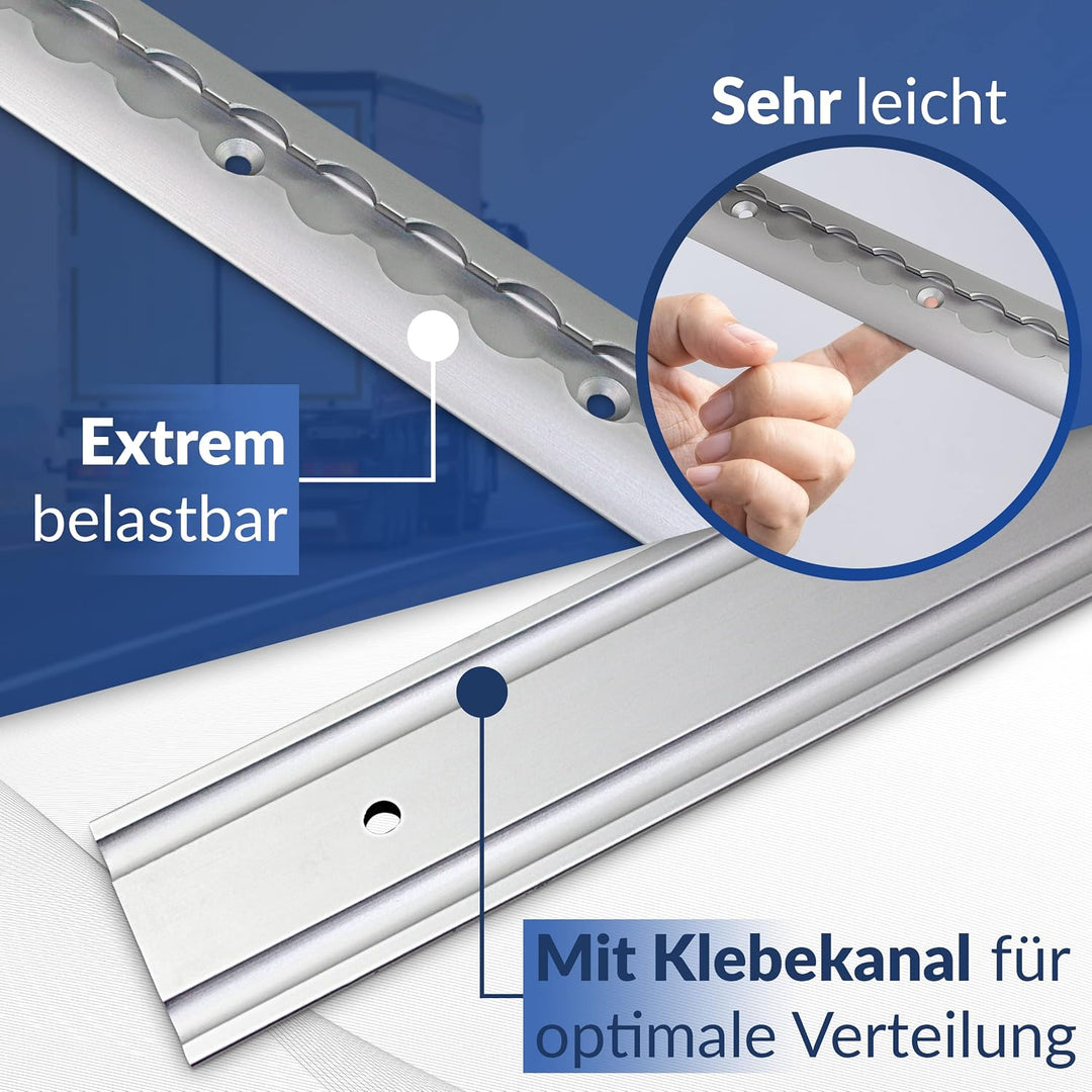 NTG Airlineschiene halbrund Alu 2 Stück 2 m Fittinge - TÜV Zertifiziert | Zurrschiene Aluschiene für
