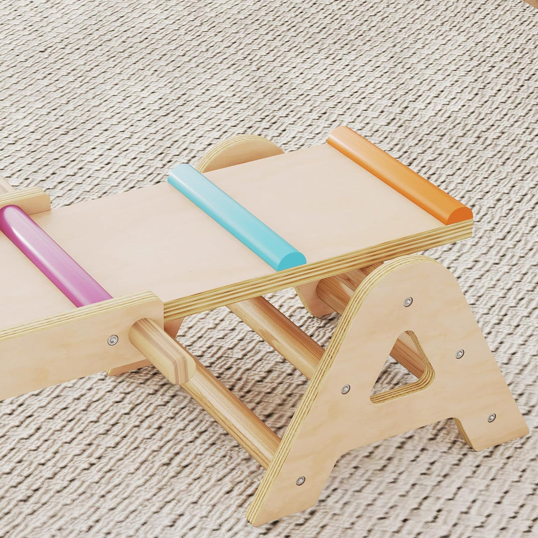 AIYAPLAY 2 In 1 Balance Wippe Kinder, Schwebebalken aus Holz, Wippe Schaukelwippe Garten, Balance Bo