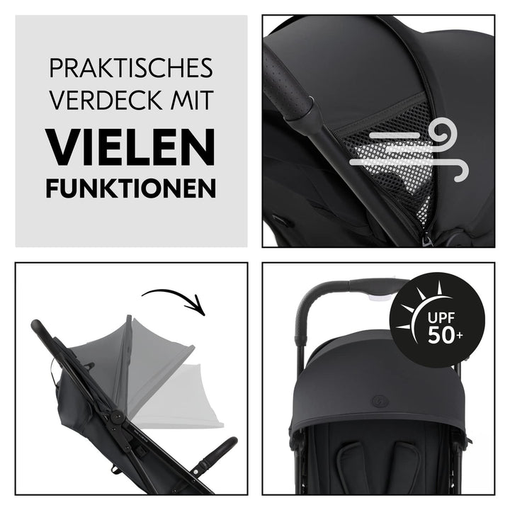 hauck Travel N Care Plus, Black - Reisebuggy für Kinder ab Geburt bis 22 kg mit Liegefunktion & Kopf