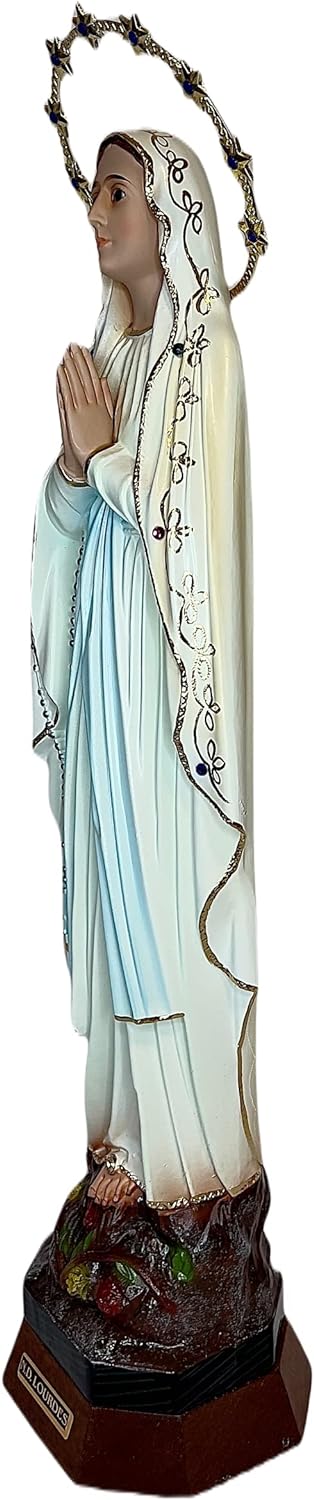 Statue Unserer Lieben Frau von Lourdes cm. 46 aus Polyester mit Glasaugen - Handarbeit