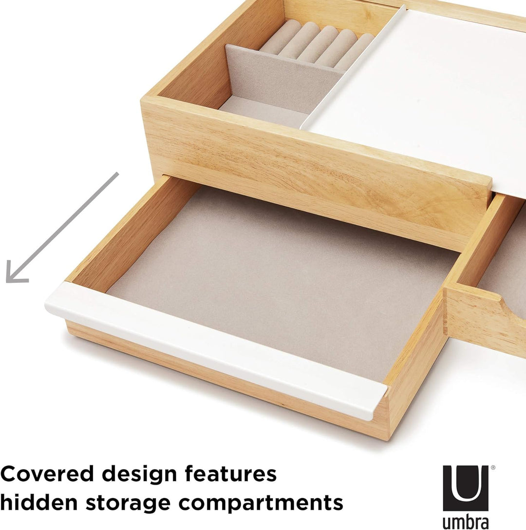 Umbra Stowit Design Schmuckkasten – moderne Schmuck Box mit Geheimfächern für Ringe, Armbänder, Uhre