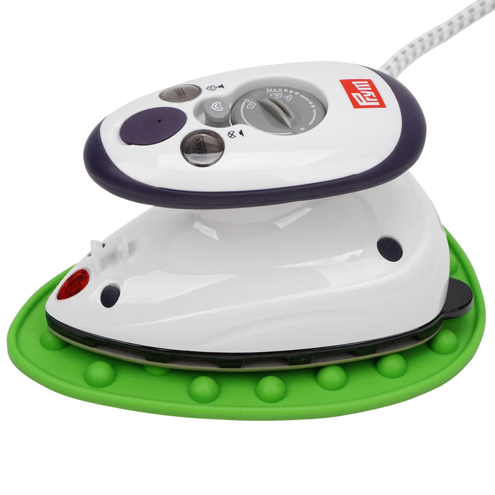 Prym Mini Dampf Bügeleisen Mit SEMPLIX Silikon Ablage (grün) Im Set, Kleines Leichtes Dampf Bügeleis