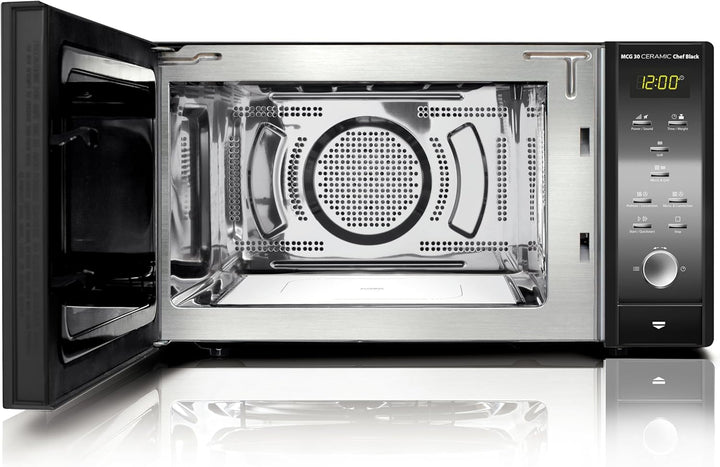 CASO MCG30 Ceramic chef Black, 3in1 Mikrowelle mit Grill + Heissluft 2100W 30L, Borosilikatglasboden