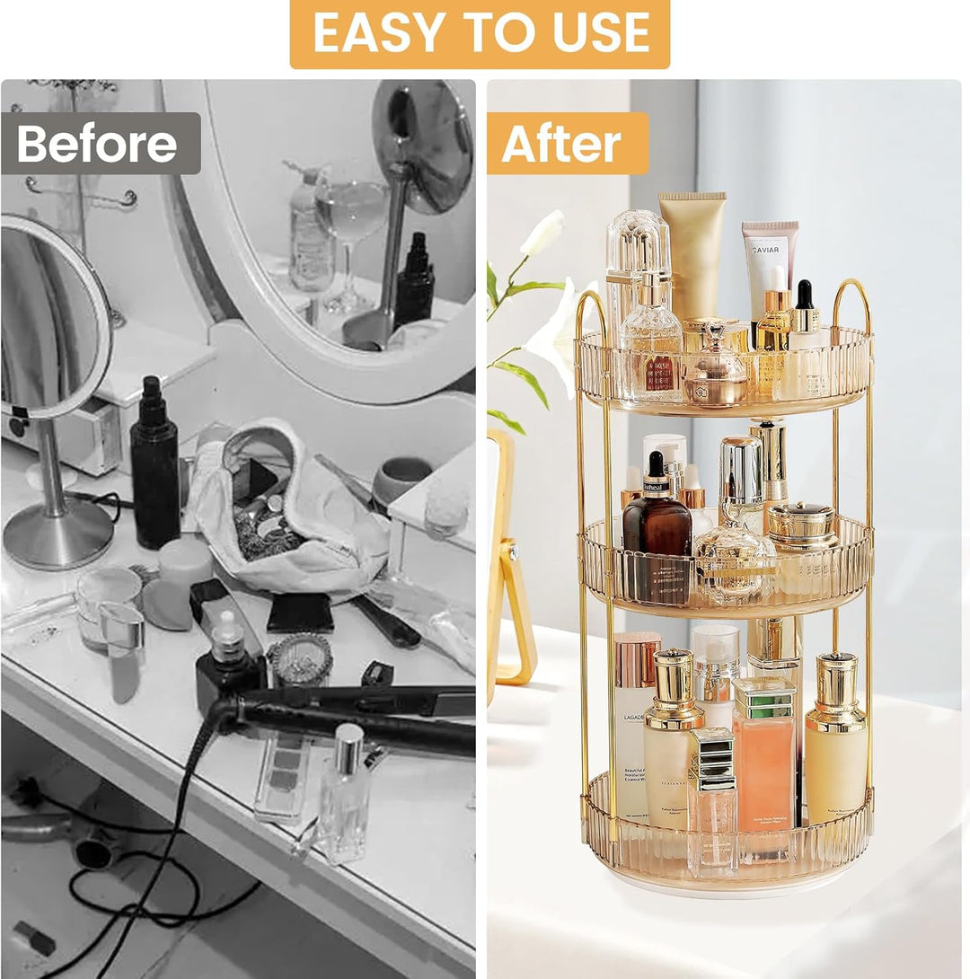 Make Up Organizer,360° drehbarer Makeup Organizer,Skincare Parfüm Organizer,Badezimmer Kosmetik Orga