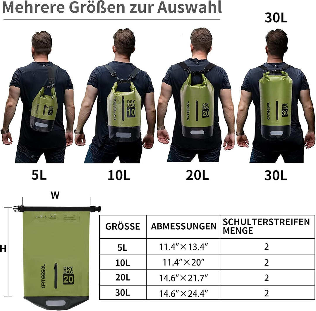 Blackace arteesol Dry Bag - 5L 10L 20L 30L Waterproof trockener Beutel/Sack wasserdichte Tasche mit
