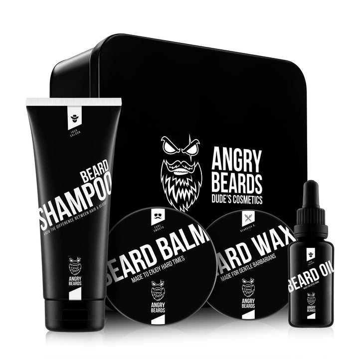 Angry Beards Bartpflege Set | Komplettes Pflegeset für Bartwachstum & Styling | Enthält Bartöl, Bart