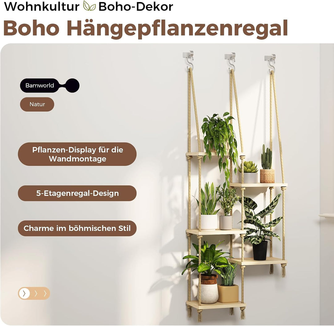 Bamworld Fenster Pflanzenregale Hängeregale Fenster Pflanzenhänger Indoor Holz Pflanze Wandregal Fen