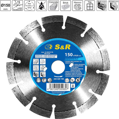 S&R Diamanttrennscheibe 150mm, Segment, für Fensterrenovierung mit BEPo, Alu Fenster, Holzfenster, K