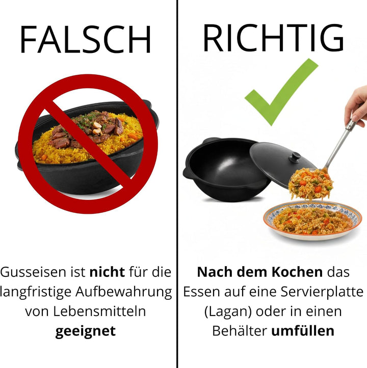 Original Usbekischer Kasan 16 L aus Gusseisen mit Aluminium-Deckel – Namangan Schwenktopf Dutch Oven
