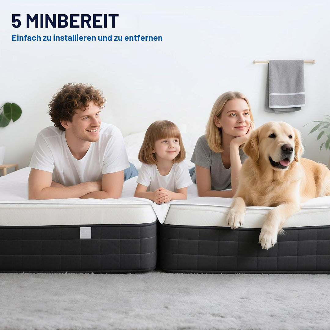 Liebesbrücke für Matratzen 180x200, Matratzenkeil Lückenfüller Bett mit Matratzenschoner Spanngurt,