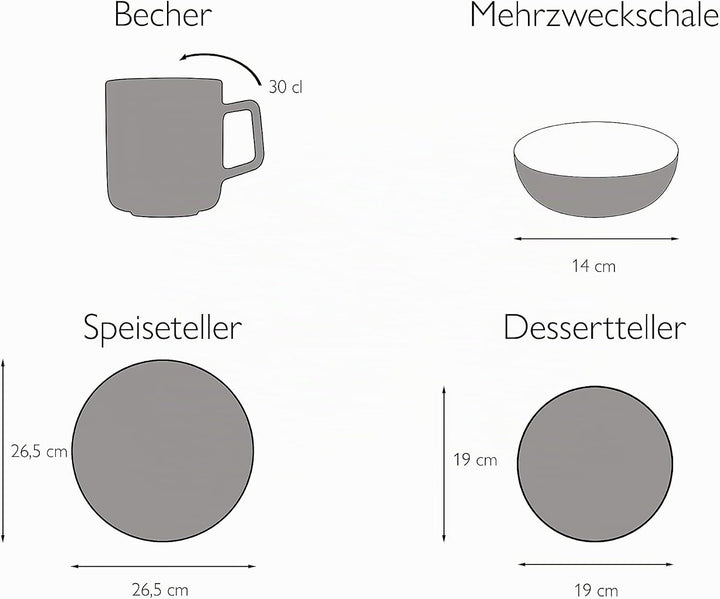 CreaTable, 22582, Serie SAMBA, Geschirrset, Kombiservice 16 teilig, Kombiservice 16 teilig